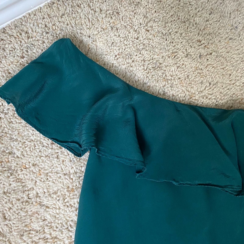 Maeve One-Shoulder Ruffle Top in Dark Blue/Green - Picture 4 of 10